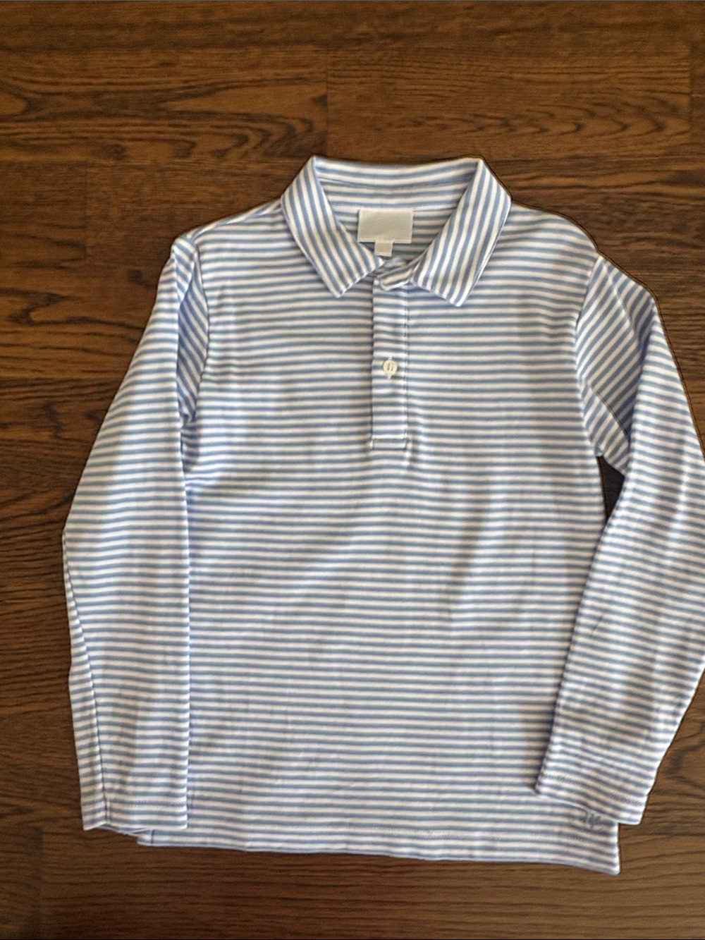 Little English Light Blue & White Striped Long-Sleeve Polo